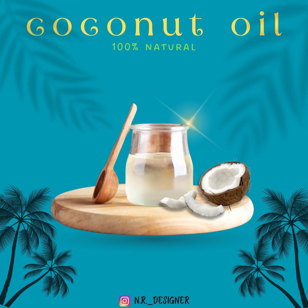 White coconut oil cosmetic product promotion Instagram Post